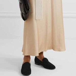 FOWT Black V Cut Slip on Round Toe Loafers Low Bock Heels Shoe Casual Shoes